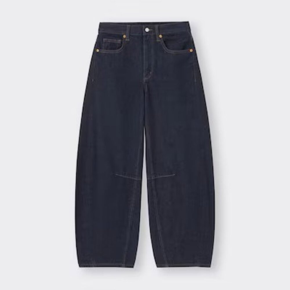 Gu Wide Leg Barrel Jeans Dark Wash Size 24